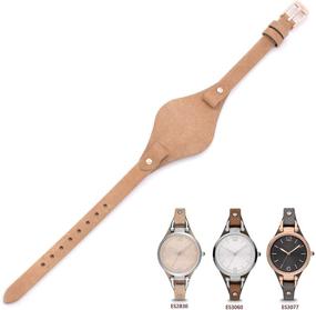 img 4 attached to THEAGE Genuine Leather Watch Strap With 8Mm Spring Bar Replacement For Fossil ES3148 ES4119 ES4176 ES3262 ES3077 Beige