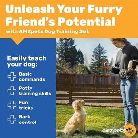 img 3 attached to AMZpets Dog Training Set: Clicker, Treat Pouch, Door Bells, Whistle 🐶 - Complete Puppy Starter Kit for Command Training, Bark Control, and Potty Training