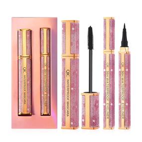 img 4 attached to 👁️ OKENTEN Waterproof Eyeliner Pencil and Mascara Set - 4D Silk Fiber, Long-lasting Black Mascara for Thickening Eyes Makeup, Smudge-Proof and All-Day Wear