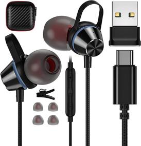 img 4 attached to 🎧 Jelanry USB C Headphones with Adapter, Hi-Fi Stereo Bass Wired Earbuds, Microphone & Volume Control for iPad Mini 2021, Samsung Galaxy S21 S20 FE 5G Note 10 20, OnePlus, Pixel 5A