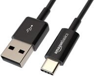 black 3ft (0.9m) usb type-c to usb-a 2.0 male charger cable by amazon basics - 1 count, 1-pack logo