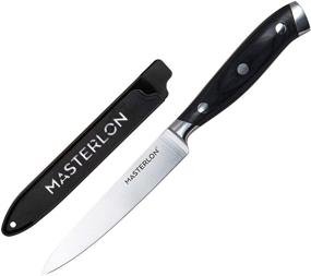 img 2 attached to 🔪 Нож-разделочный MASTERLON черного цвета с тройными заклепками и лезвием из нержавеющей стали длиной 8 дюймов