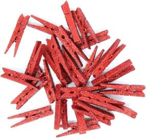 img 3 attached to 🎨 Just Artifacts 48pc Red Glitter 2-inch Craft Wood Clothespins/Peg Pins - Sparkling and Sturdy!