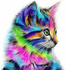 img 4 attached to 🐱 Vibrant 5D Cat Diamond Painting Kit - Full Drill DIY Rhinestone Art for Home Wall Décor