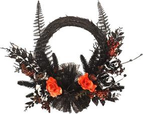 img 4 attached to 🕷️ Spooky Black Wreath Halloween Decorations: 20" Garland with Artificial Spider, Rose, Pine Cone, Pine Needle Branch, and Red Berry for Front Door, Wall, Window, and Outdoor Décor