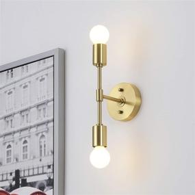 img 2 attached to BRIGHTTIA 2 Light Wall Sconce - Modern Minimalist Bathroom Vanity And Hallway Lighting - Mid Century Industrial Exposed Bulb Wall Lamp - Flush Mount Fixture - Brushed Gold (BW0023-2G)