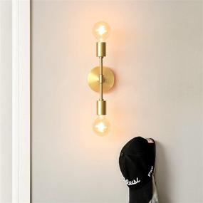 img 3 attached to BRIGHTTIA 2 Light Wall Sconce - Modern Minimalist Bathroom Vanity And Hallway Lighting - Mid Century Industrial Exposed Bulb Wall Lamp - Flush Mount Fixture - Brushed Gold (BW0023-2G)