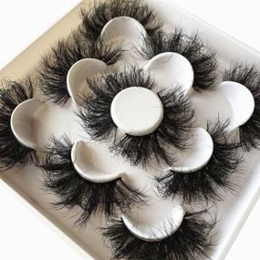 img 2 attached to 👁️ 25MM Fluffy Dramatic Faux Mink Lashes Multipack - 5 Pairs Pack Thick Long Messy Crossed False Eyelashes, Ideal for Enhanced Eye Beauty