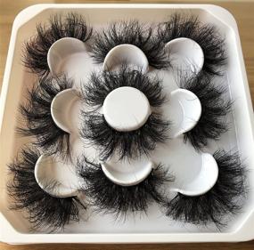 img 3 attached to 👁️ 25MM Fluffy Dramatic Faux Mink Lashes Multipack - 5 Pairs Pack Thick Long Messy Crossed False Eyelashes, Ideal for Enhanced Eye Beauty