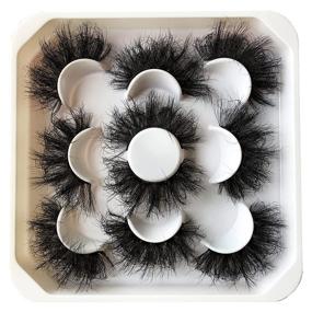 img 4 attached to 👁️ 25MM Fluffy Dramatic Faux Mink Lashes Multipack - 5 Pairs Pack Thick Long Messy Crossed False Eyelashes, Ideal for Enhanced Eye Beauty