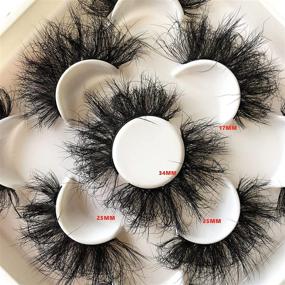 img 1 attached to 👁️ 25MM Fluffy Dramatic Faux Mink Lashes Multipack - 5 Pairs Pack Thick Long Messy Crossed False Eyelashes, Ideal for Enhanced Eye Beauty