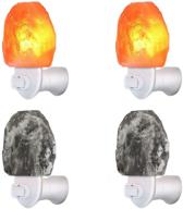 🧂 natural himalayan salt rock night light - 4 pack of pink and gray grey salt lamp with e12 base, hand-carved, safety certified, amber light for decoration, yoga логотип