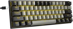 img 4 attached to Компактная механическая клавиатура 60% - Игровая клавиатура E-YOOSO с красными переключателями, однотонной подсветкой и портативным дизайном - идеально подходит для геймеров - серо-черная.