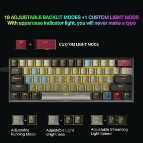 img 1 attached to Compact 60% Mechanical Keyboard - E-YOOSO Gaming Keyboard with Red Switches, Solid Color Backlit, and Portable Design - Ideal for Gamers - Grey Black