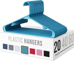 img 4 attached to 👕 Durable Plastic Clothes Hangers: Heavy-Duty, 20, 40 & 60-Pack Options in Vibrant Colors - Lightweight, Space-Saving Laundry Hangers (20-Pack, Blue)