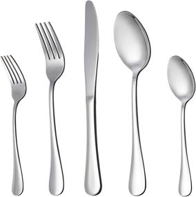 img 4 attached to 🍴 Lianyu 20-Piece Stainless Steel Silverware Set, Service for 4, with Knife Fork Spoon, Mirror Polished, Dishwasher Safe