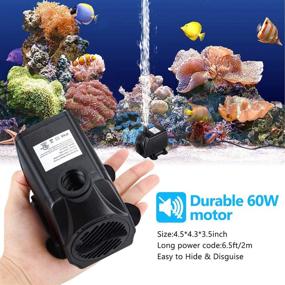 img 1 attached to 🌊 CWKJ Fountain Pump - 880GPH Submersible Water Pump with 60W Durable Motor, 6.5ft Power Cord, and 3 Nozzles - Ideal for Aquariums, Ponds, Fish Tanks, Hydroponics, and Backyard Fountains