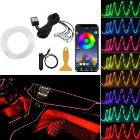 img 4 attached to AKEPO Interior Car Lights, Multi-color RGB LED Car Strip Lights with Bluetooth APP Control, 5-in-1 Ambient Lighting Kit featuring 236 inches Fiber Optic and Sound Active Function