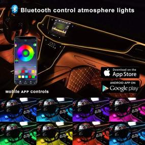 img 1 attached to AKEPO Interior Car Lights, Multi-color RGB LED Car Strip Lights with Bluetooth APP Control, 5-in-1 Ambient Lighting Kit featuring 236 inches Fiber Optic and Sound Active Function