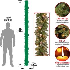 img 2 attached to 🎄 National Tree Company Flocked Christmas Garland - 9 ft, Pre-lit with White Lights & Mixed Decorations, Glittery Mountain Spruce