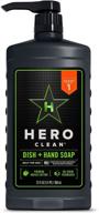 hero clean 2 in 1 liquid hand soap & dish soap, ultimate power for challenging cleaning projects, all-in-one bottle, premium grease cutter – revolutionary scrub free technology (juniper scent) logo