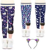 winter warm girls leggings with fleece lining & thick prints - kids pants logo