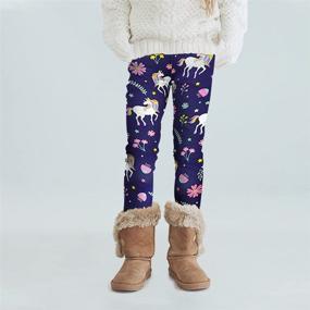 img 1 attached to Winter Warm Girls Leggings with Fleece Lining & Thick Prints - Kids Pants