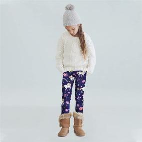 img 2 attached to Winter Warm Girls Leggings with Fleece Lining & Thick Prints - Kids Pants