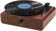 🎶 musitrend vintage record player turntable - 3-speed bluetooth vinyl player with built-in stereo speaker for lp records - nostalgic brown phonograph logo