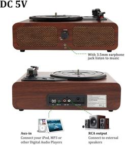 img 1 attached to 🎶 MUSITREND Vintage Record Player Turntable - 3-Speed Bluetooth Vinyl Player with Built-in Stereo Speaker for LP Records - Nostalgic Brown Phonograph