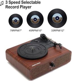 img 2 attached to 🎶 MUSITREND Vintage Record Player Turntable - 3-Speed Bluetooth Vinyl Player with Built-in Stereo Speaker for LP Records - Nostalgic Brown Phonograph