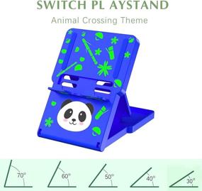 img 1 attached to 🎮 FXICAI Nintendo Switch Stand - Animal Crossing Angle Adjustable Playstand for Switch, Switch Lite, and Switch OLED - Portable, Foldable, Compact Non-Slip Bracket in Blue