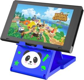 img 4 attached to 🎮 FXICAI Nintendo Switch Stand - Animal Crossing Angle Adjustable Playstand for Switch, Switch Lite, and Switch OLED - Portable, Foldable, Compact Non-Slip Bracket in Blue