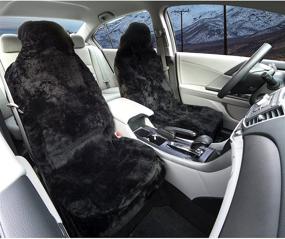 img 1 attached to 🐑 Black Sheepskin Seat Cover - Masque 63811: Enhance Comfort and Style