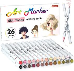 img 4 attached to 🎨 26 Colors Skin Tone & Hair Art Markers, Shuttle Art Dual Tip Alcohol Based Flesh-Color Marker Pens Set Contains 1 Blender - Ideal for Kids & Adults Portrait, Comic, Anime, Manga, Illustration...