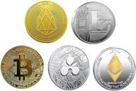 bitcoin coin collector gift set - neatbuddy 5pc physical cryptocurrency set, 🪙 bitcoin (btc), ethereum (eth), litecoin (ltc), ripple (xrp), eos (eos), gold and silver color logo