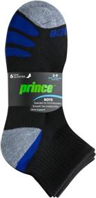 img 3 attached to Prince Boys' Athletic Ankle Socks - Cushioned Quarter Length for Active Kids (6 Pairs)