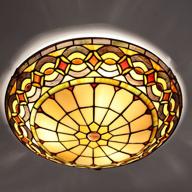 🌈 artzone tiffany ceiling light - w16 inch 3-light stained glass flush mount light for bedroom, hallway, and entryway логотип