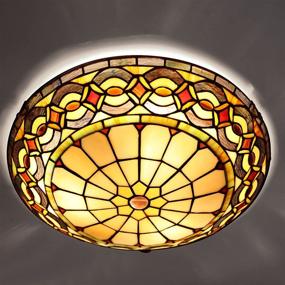 img 3 attached to 🌈 ARTZONE Tiffany Ceiling Light - W16 Inch 3-Light Stained Glass Flush Mount Light for Bedroom, Hallway, and Entryway