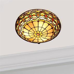 img 2 attached to 🌈 ARTZONE Tiffany Ceiling Light - W16 Inch 3-Light Stained Glass Flush Mount Light for Bedroom, Hallway, and Entryway