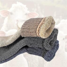 img 3 attached to 🧦 Winter Warm Wool Socks for Women - Set of 3 Pairs, Vintage Cozy Gifts - Women's Thick Knit Socks, Fashionable Soft Crew Hiking Socks, Ideal Women's Gifts