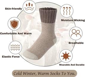 img 2 attached to 🧦 Winter Warm Wool Socks for Women - Set of 3 Pairs, Vintage Cozy Gifts - Women's Thick Knit Socks, Fashionable Soft Crew Hiking Socks, Ideal Women's Gifts