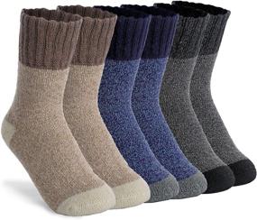 img 4 attached to 🧦 Winter Warm Wool Socks for Women - Set of 3 Pairs, Vintage Cozy Gifts - Women's Thick Knit Socks, Fashionable Soft Crew Hiking Socks, Ideal Women's Gifts