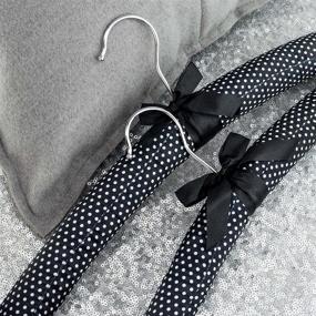 img 2 attached to 👗 HANGERWORLD 10 Black White Polka Dot 17inch Satin Padded Top Garment Clothes Coat Hangers - Chic and Practical Storage Solution