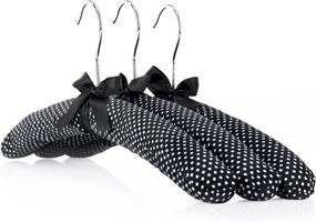 img 4 attached to 👗 HANGERWORLD 10 Black White Polka Dot 17inch Satin Padded Top Garment Clothes Coat Hangers - Chic and Practical Storage Solution