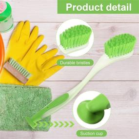 img 2 attached to 🧼 Assorted Color Long Handle Dishwashing Brush Set for Kitchen Cleaning, with Suction Cup for Multipurpose Scrubbing in Kitchen, Toilet, etc.