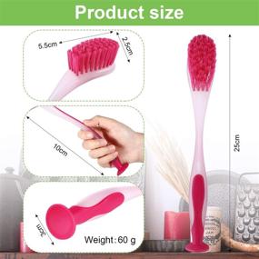 img 3 attached to 🧼 Assorted Color Long Handle Dishwashing Brush Set for Kitchen Cleaning, with Suction Cup for Multipurpose Scrubbing in Kitchen, Toilet, etc.