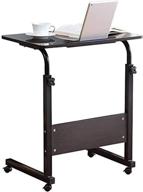 🖥️ black standing desk with adjustable laptop and tablet ipad slot - portable mobile workstation with wheels for home office use logo