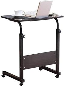 img 4 attached to 🖥️ Black Standing Desk with Adjustable Laptop and Tablet iPad Slot - Portable Mobile Workstation with Wheels for Home Office Use