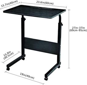 img 3 attached to 🖥️ Black Standing Desk with Adjustable Laptop and Tablet iPad Slot - Portable Mobile Workstation with Wheels for Home Office Use